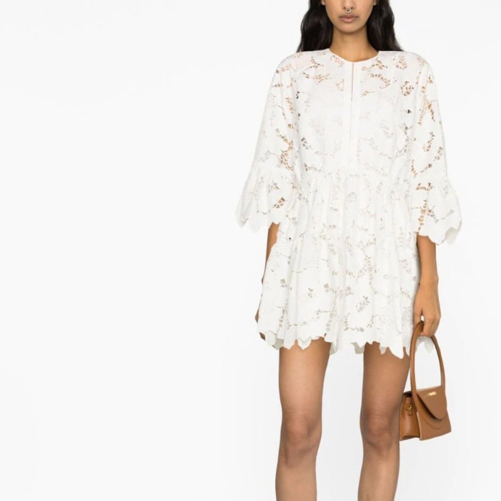 Self-Portrait White Lace Mini Dress